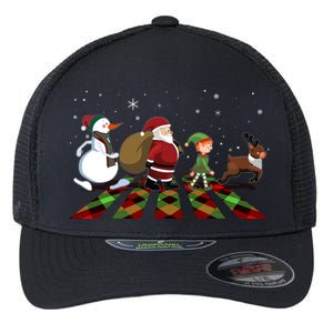 Cute Funny Christmas Road Frosty Santa Elf Reindeer Flexfit Unipanel Trucker Cap