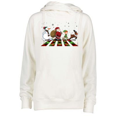 Cute Funny Christmas Road Frosty Santa Elf Reindeer Womens Funnel Neck Pullover Hood