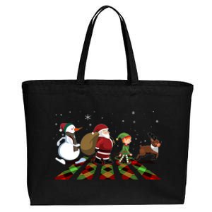 Cute Funny Christmas Road Frosty Santa Elf Reindeer Cotton Canvas Jumbo Tote