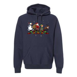 Cute Funny Christmas Road Frosty Santa Elf Reindeer Premium Hoodie