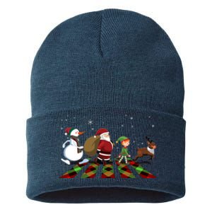 Cute Funny Christmas Road Frosty Santa Elf Reindeer Sustainable Knit Beanie