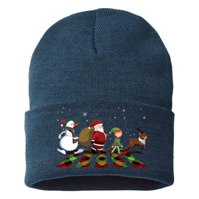 Cute Funny Christmas Road Frosty Santa Elf Reindeer Sustainable Knit Beanie