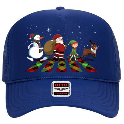 Cute Funny Christmas Road Frosty Santa Elf Reindeer High Crown Mesh Back Trucker Hat