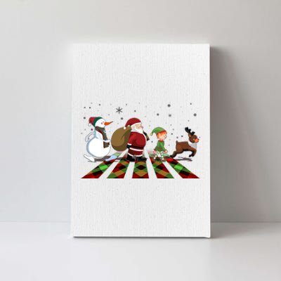 Cute Funny Christmas Road Frosty Santa Elf Reindeer Canvas