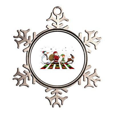 Cute Funny Christmas Road Frosty Santa Elf Reindeer Metallic Star Ornament