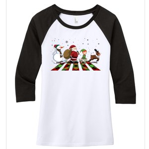 Cute Funny Christmas Road Frosty Santa Elf Reindeer Women's Tri-Blend 3/4-Sleeve Raglan Shirt