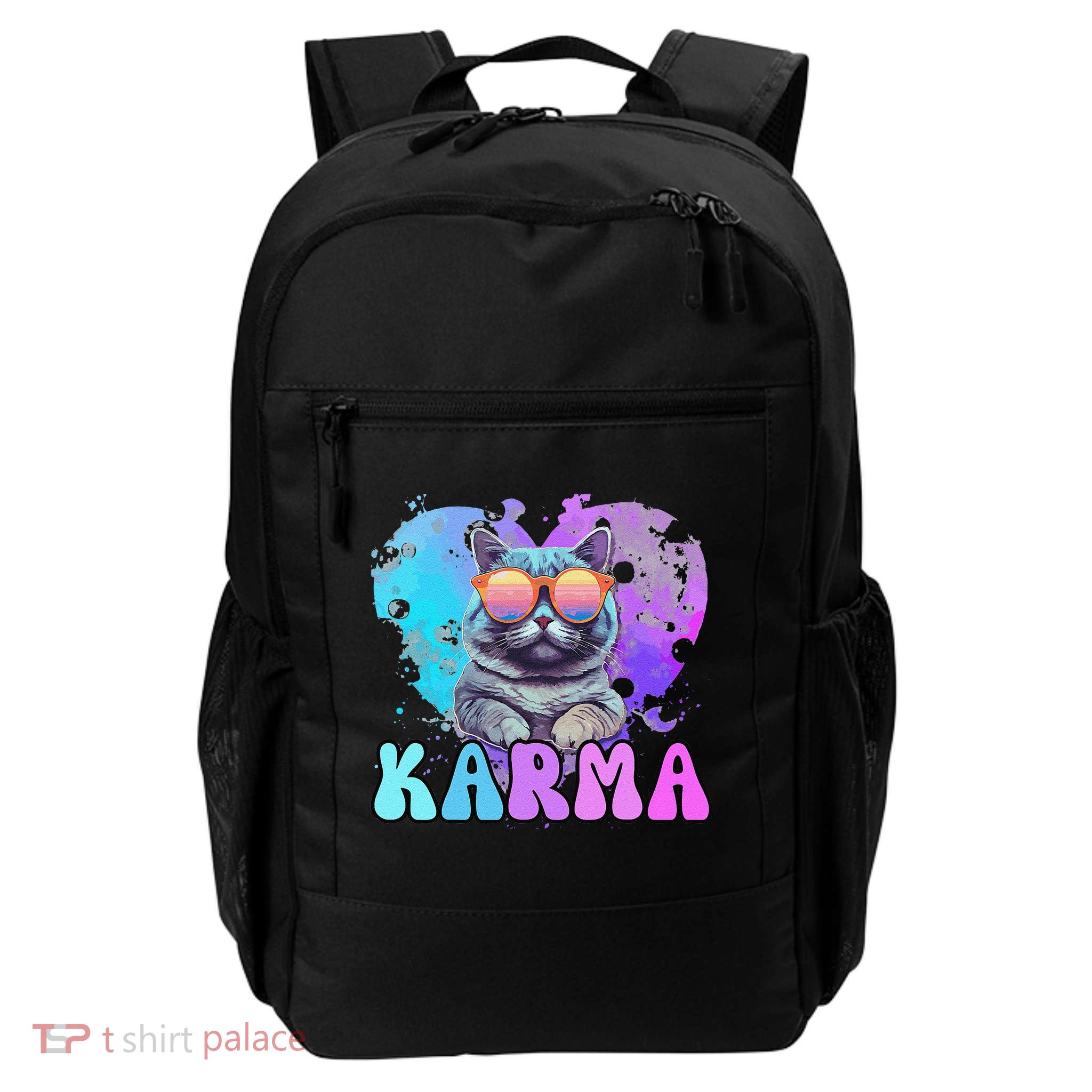 Cute Funny Cat Lover Heart Shape Karma Daily Commute Backpack