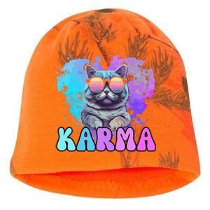 Cute Funny Cat Lover Heart Shape Karma Kati - Camo Knit Beanie