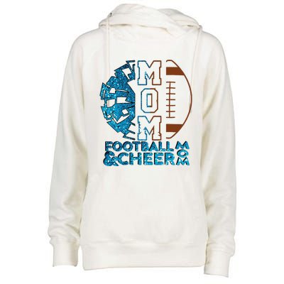 Cheer Football Cheerleading Mom Of Both Messy Bun Womens Funnel Neck Pullover Hood