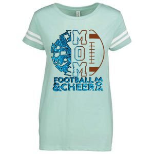 Cheer Football Cheerleading Mom Of Both Messy Bun Enza Ladies Jersey Football T-Shirt