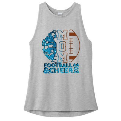 Cheer Football Cheerleading Mom Of Both Messy Bun Ladies PosiCharge Tri-Blend Wicking Tank