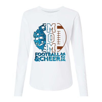 Cheer Football Cheerleading Mom Of Both Messy Bun Womens Cotton Relaxed Long Sleeve T-Shirt