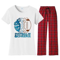 Cheer Football Cheerleading Mom Of Both Messy Bun Women's Flannel Pajama Set