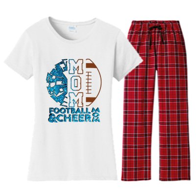 Cheer Football Cheerleading Mom Of Both Messy Bun Women's Flannel Pajama Set