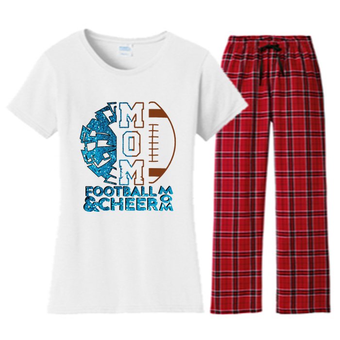 Cheer Football Cheerleading Mom Of Both Messy Bun Women's Flannel Pajama Set