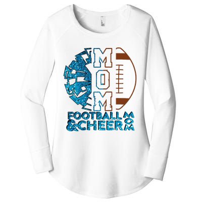 Cheer Football Cheerleading Mom Of Both Messy Bun Women's Perfect Tri Tunic Long Sleeve Shirt