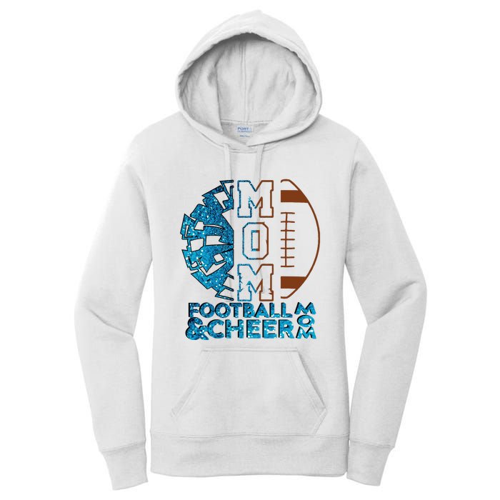 Cheer Football Cheerleading Mom Of Both Messy Bun Women's Pullover Hoodie