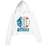 Cheer Football Cheerleading Mom Of Both Messy Bun Crop Fleece Hoodie