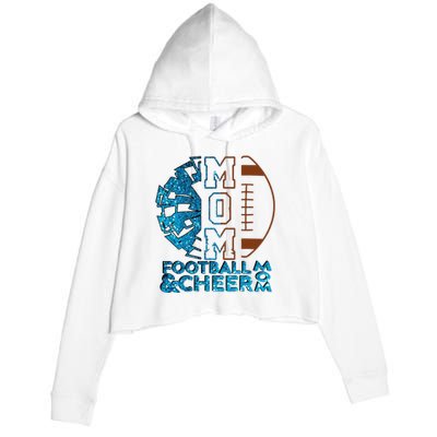 Cheer Football Cheerleading Mom Of Both Messy Bun Crop Fleece Hoodie