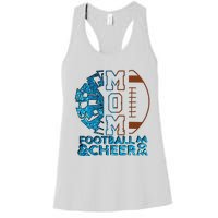 Cheer Football Cheerleading Mom Of Both Messy Bun Women's Racerback Tank