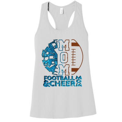 Cheer Football Cheerleading Mom Of Both Messy Bun Women's Racerback Tank