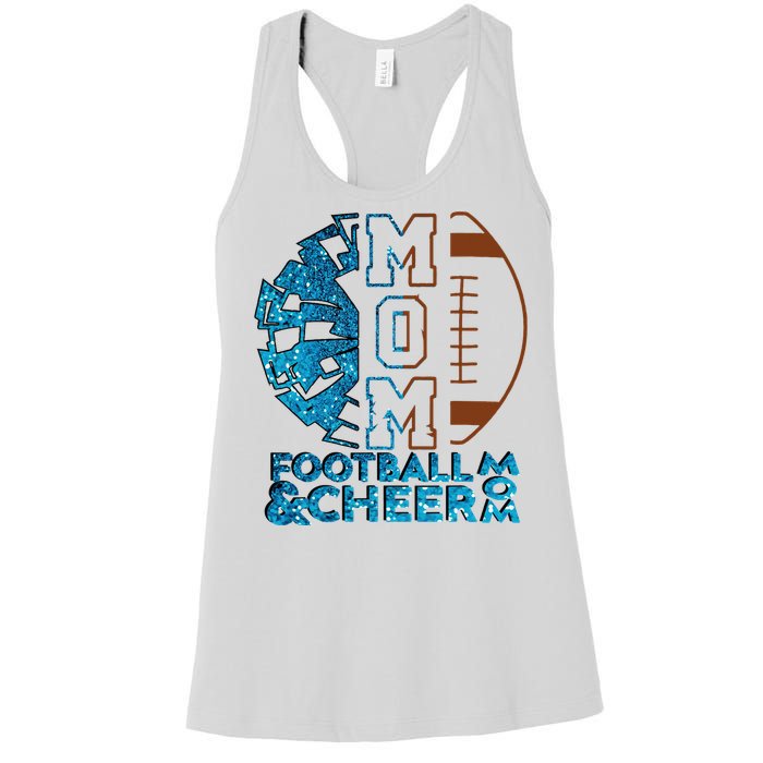 Cheer Football Cheerleading Mom Of Both Messy Bun Women's Racerback Tank