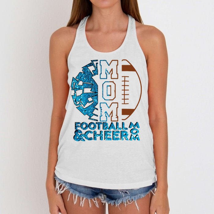 Cheer Football Cheerleading Mom Of Both Messy Bun Women's Knotted Racerback Tank