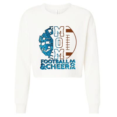 Cheer Football Cheerleading Mom Of Both Messy Bun Cropped Pullover Crew