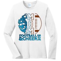 Cheer Football Cheerleading Mom Of Both Messy Bun Ladies Long Sleeve Shirt