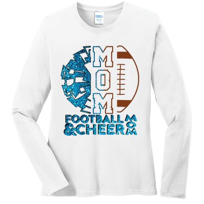 Cheer Football Cheerleading Mom Of Both Messy Bun Ladies Long Sleeve Shirt