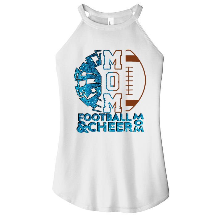 Cheer Football Cheerleading Mom Of Both Messy Bun Women's Perfect Tri Rocker Tank