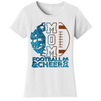 Cheer Football Cheerleading Mom Of Both Messy Bun Women's T-Shirt