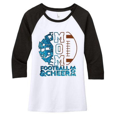 Cheer Football Cheerleading Mom Of Both Messy Bun Women's Tri-Blend 3/4-Sleeve Raglan Shirt