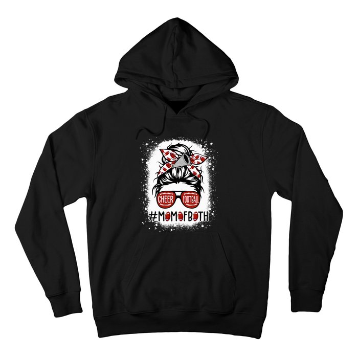 Cheer Football Cheerleading Mom Of Both Messy Hair Bun Hoodie