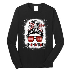 Cheer Football Cheerleading Mom Of Both Messy Hair Bun Long Sleeve Shirt