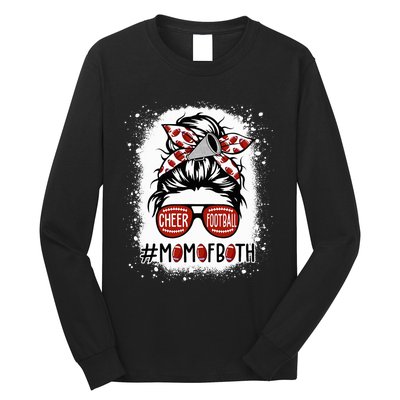 Cheer Football Cheerleading Mom Of Both Messy Hair Bun Long Sleeve Shirt