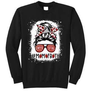 Cheer Football Cheerleading Mom Of Both Messy Hair Bun Sweatshirt