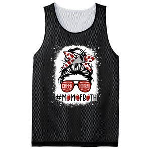 Cheer Football Cheerleading Mom Of Both Messy Hair Bun Mesh Reversible Basketball Jersey Tank