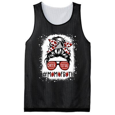 Cheer Football Cheerleading Mom Of Both Messy Hair Bun Mesh Reversible Basketball Jersey Tank