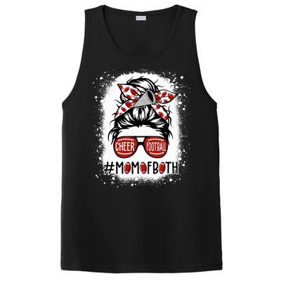 Cheer Football Cheerleading Mom Of Both Messy Hair Bun PosiCharge Competitor Tank