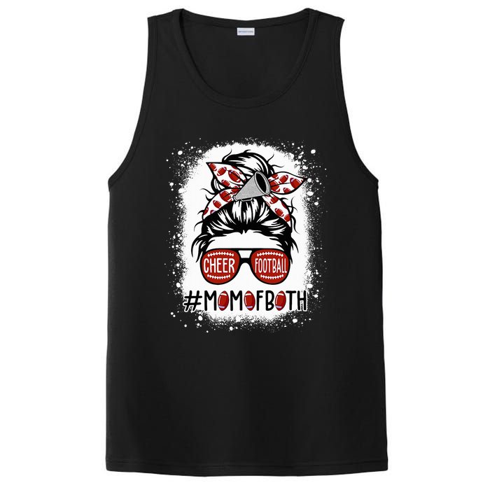 Cheer Football Cheerleading Mom Of Both Messy Hair Bun PosiCharge Competitor Tank