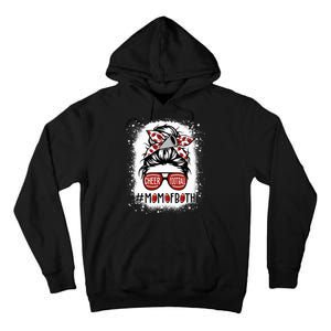 Cheer Football Cheerleading Mom Of Both Messy Hair Bun Tall Hoodie