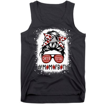 Cheer Football Cheerleading Mom Of Both Messy Hair Bun Tank Top