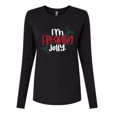 Cute Funny Christmas Gift IM Freaking Jolly Sarcastic Funny Gift Womens Cotton Relaxed Long Sleeve T-Shirt