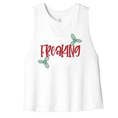 Cute Funny Christmas Gift IM Freaking Jolly Sarcastic Funny Gift Women's Racerback Cropped Tank