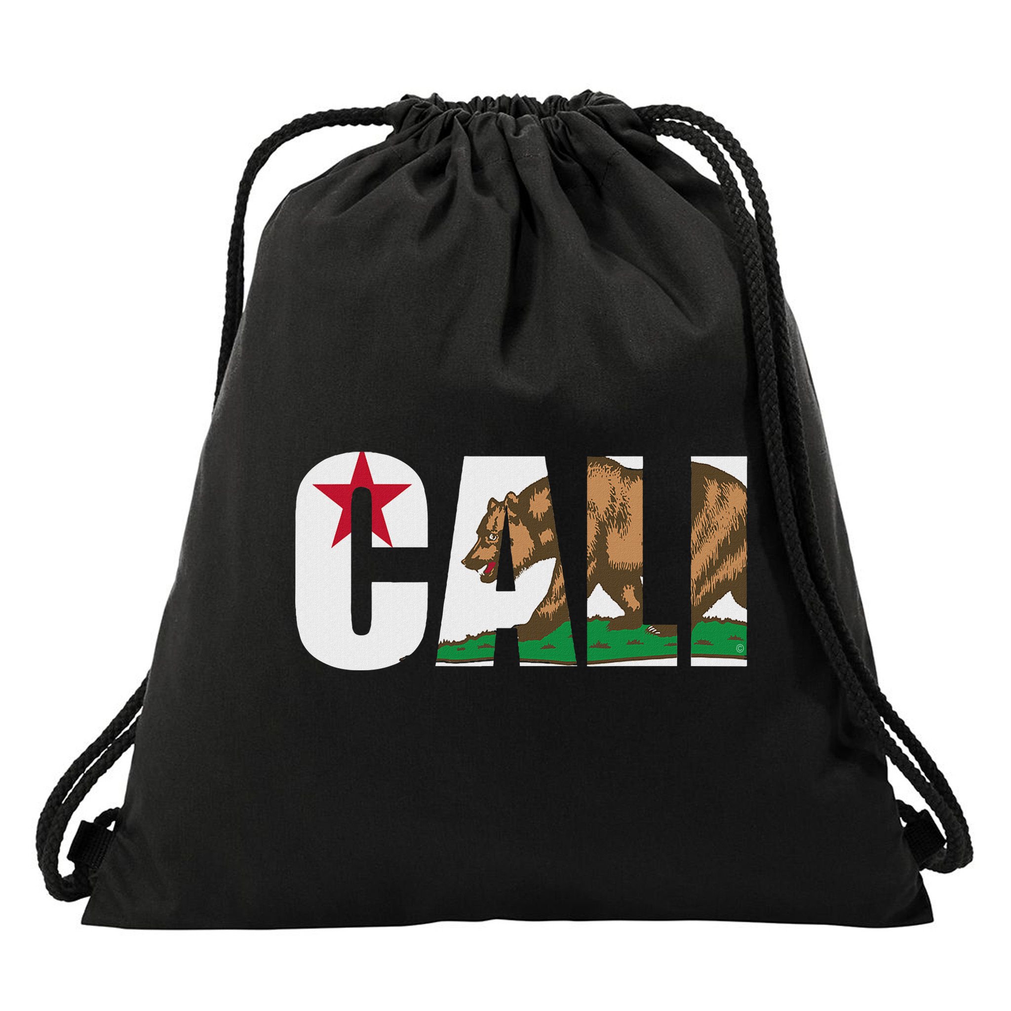 California Flag Cali Designs Home Love Family Drawstring Bag