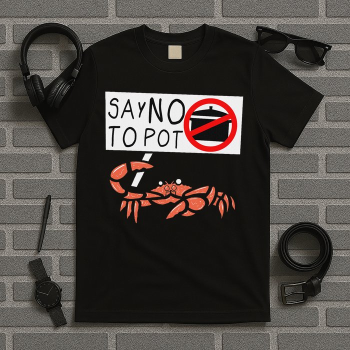 Cute Funny Crab Saying Say No To Pot Funny Lobster Crawfish T-Shirt