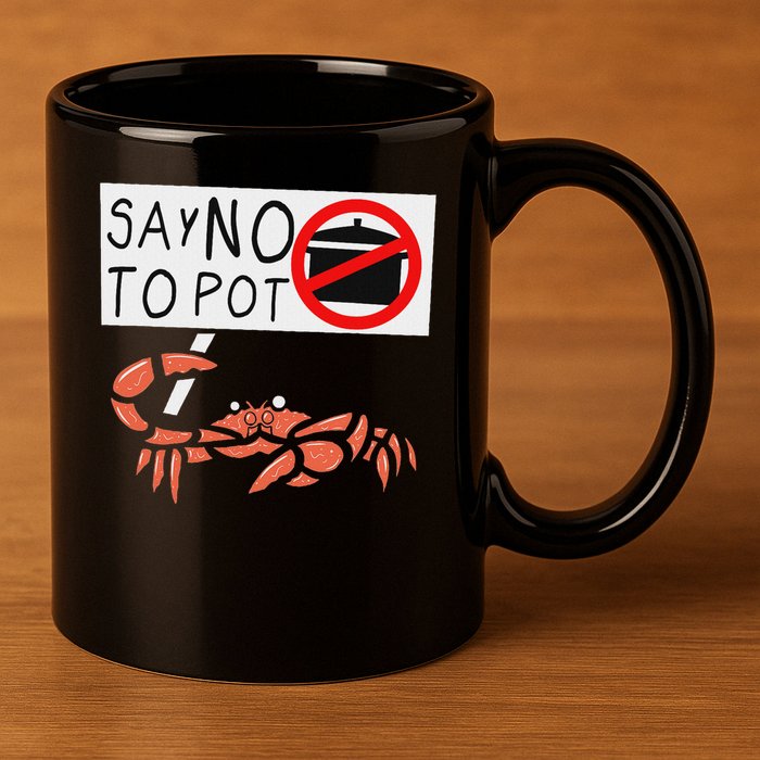 Cute Funny Crab Saying Say No To Pot Funny Lobster Crawfish 11oz C Handle Ceramic Mug