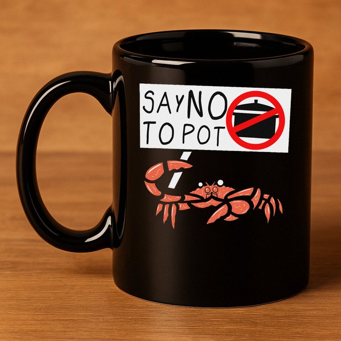 Cute Funny Crab Saying Say No To Pot Funny Lobster Crawfish 11oz C Handle Ceramic Mug