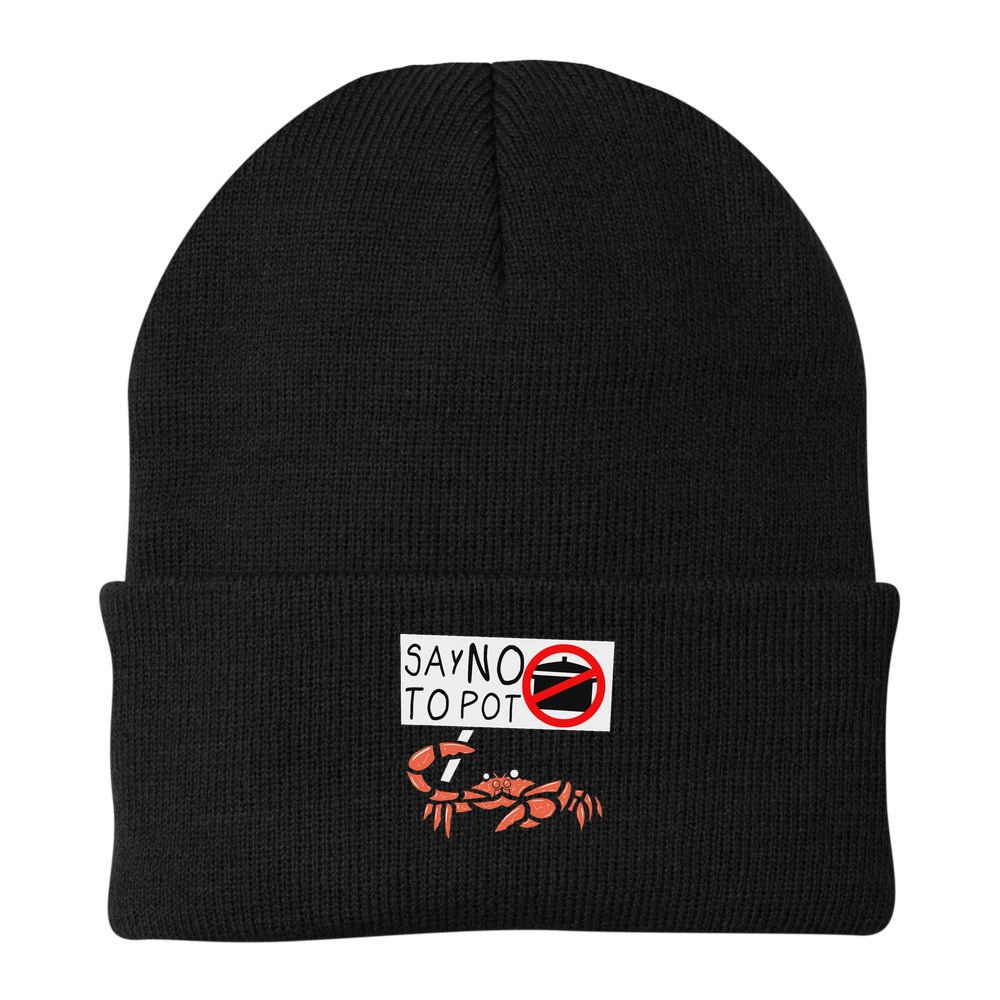 Cute Funny Crab Saying Say No To Pot Funny Lobster Crawfish Beanie